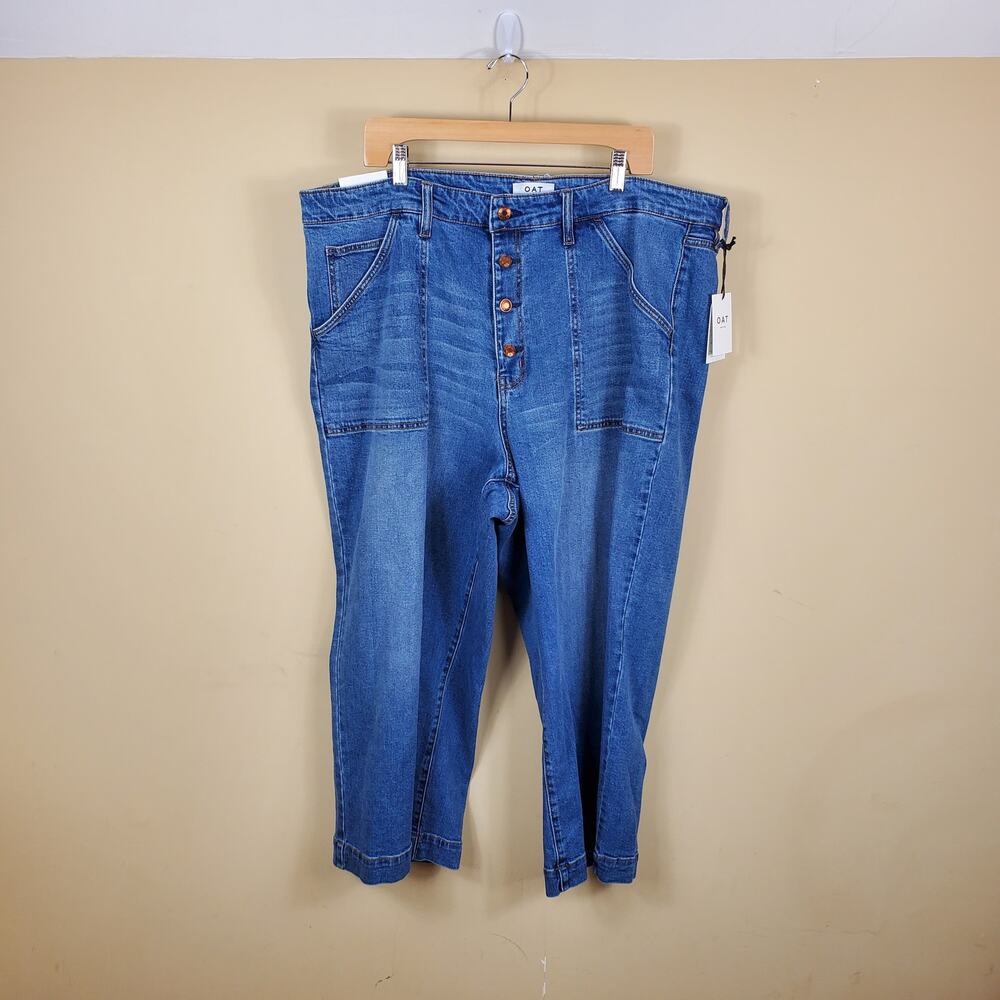 OAT High-Rise Cropped Wide-Leg Jeans Size 22W